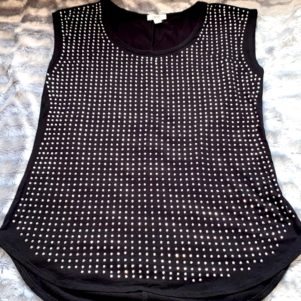 Womens Black Bedazzled Dressy Tank 💎